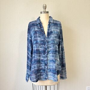 SIDE STITCH Shirt Cloud Wash Plaid Button Up LS Cotton Boho Hippie NWT